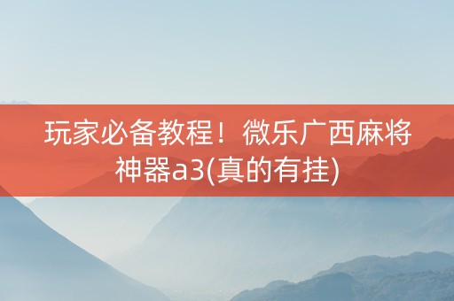 玩家必备教程！微乐广西麻将神器a3(真的有挂)