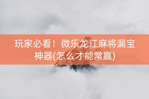 玩家必看！微乐龙江麻将漏宝神器(怎么才能常赢)