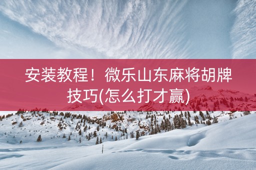 安装教程！微乐山东麻将胡牌技巧(怎么打才赢)