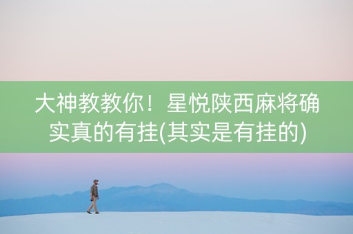 大神教教你！星悦陕西麻将确实真的有挂(其实是有挂的)