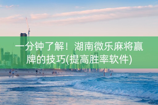 一分钟了解！湖南微乐麻将赢牌的技巧(提高胜率软件)