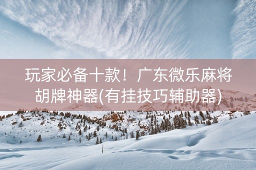 玩家必备十款！广东微乐麻将胡牌神器(有挂技巧辅助器)
