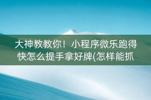 大神教教你！小程序微乐跑得快怎么提手拿好牌(怎样能抓到好牌)