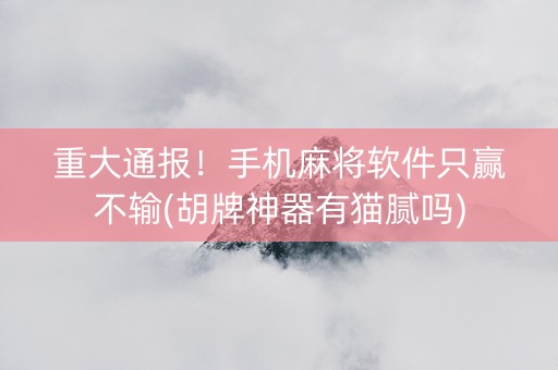 重大通报！手机麻将软件只赢不输(胡牌神器有猫腻吗)