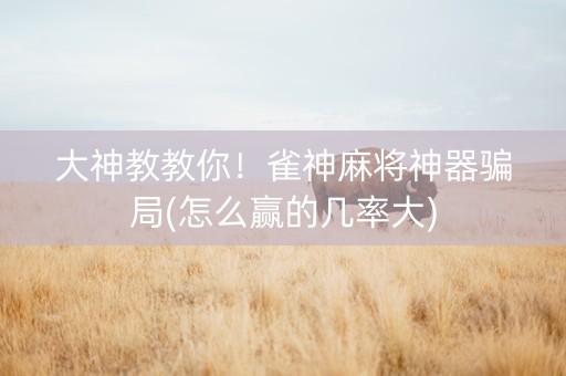 大神教教你！雀神麻将神器骗局(怎么赢的几率大)