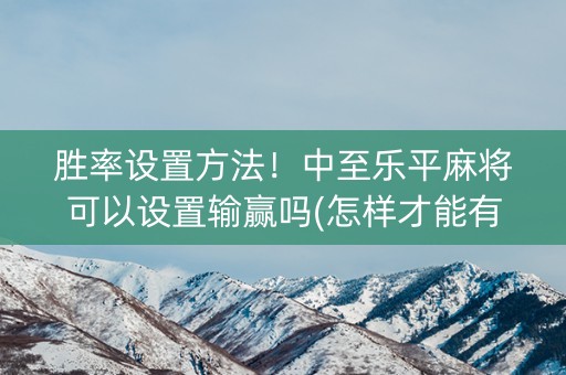 胜率设置方法！中至乐平麻将可以设置输赢吗(怎样才能有好牌)