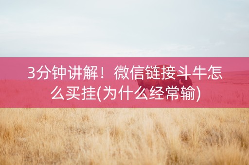 3分钟讲解！微信链接斗牛怎么买挂(为什么经常输)