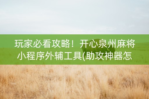 玩家必看攻略！开心泉州麻将小程序外辅工具(助攻神器怎么才会赢)