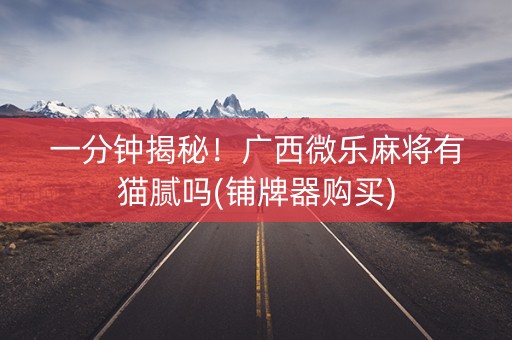 一分钟揭秘！广西微乐麻将有猫腻吗(铺牌器购买)