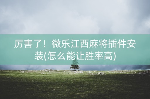 厉害了！微乐江西麻将插件安装(怎么能让胜率高)