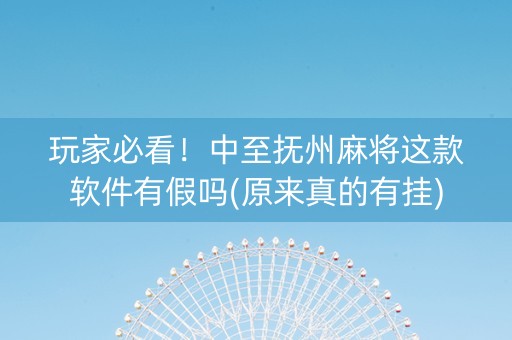 玩家必看！中至抚州麻将这款软件有假吗(原来真的有挂)
