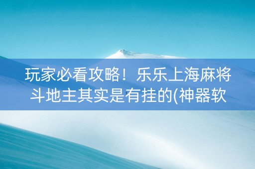 玩家必看攻略！乐乐上海麻将斗地主其实是有挂的(神器软件)