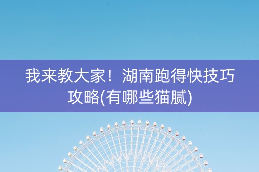 我来教大家！湖南跑得快技巧攻略(有哪些猫腻)