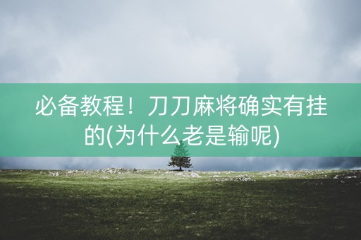 必备教程！刀刀麻将确实有挂的(为什么老是输呢)