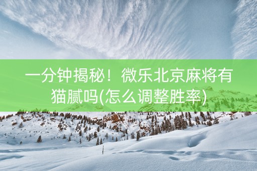 一分钟揭秘！微乐北京麻将有猫腻吗(怎么调整胜率)