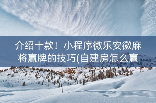 介绍十款！小程序微乐安徽麻将赢牌的技巧(自建房怎么赢)