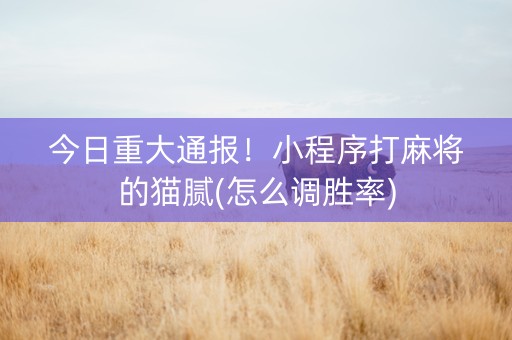 今日重大通报！小程序打麻将的猫腻(怎么调胜率)
