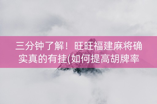 三分钟了解！旺旺福建麻将确实真的有挂(如何提高胡牌率)