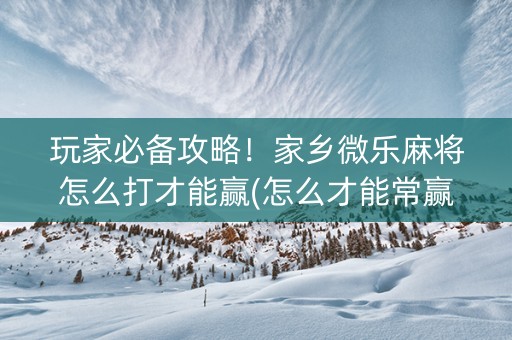 玩家必备攻略！家乡微乐麻将怎么打才能赢(怎么才能常赢)
