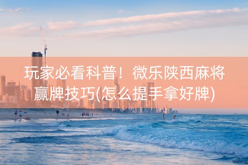 玩家必看科普！微乐陕西麻将赢牌技巧(怎么提手拿好牌)