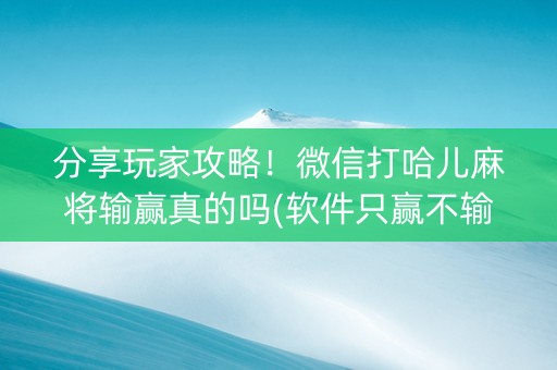 分享玩家攻略！微信打哈儿麻将输赢真的吗(软件只赢不输)