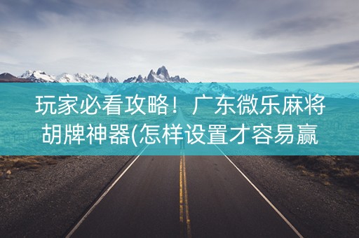 玩家必看攻略！广东微乐麻将胡牌神器(怎样设置才容易赢)