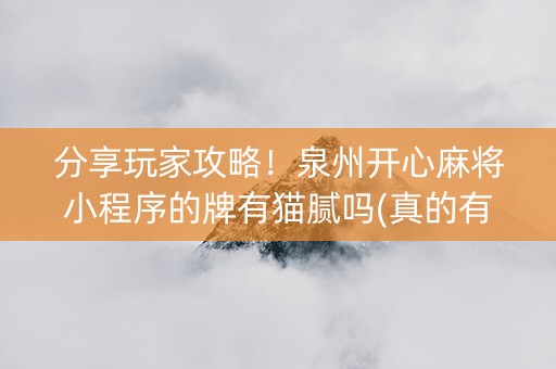 分享玩家攻略！泉州开心麻将小程序的牌有猫腻吗(真的有挂)
