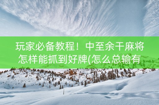 玩家必备教程！中至余干麻将怎样能抓到好牌(怎么总输有什么猫腻)