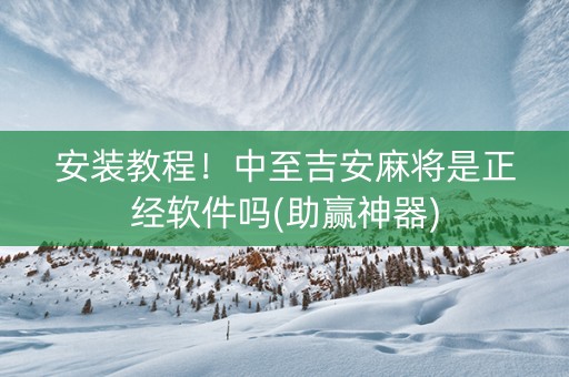 安装教程！中至吉安麻将是正经软件吗(助赢神器)