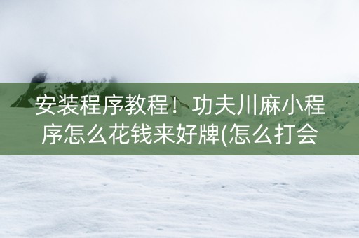 安装程序教程！功夫川麻小程序怎么花钱来好牌(怎么打会赢)