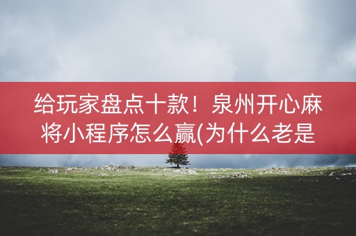 给玩家盘点十款！泉州开心麻将小程序怎么赢(为什么老是输呢)