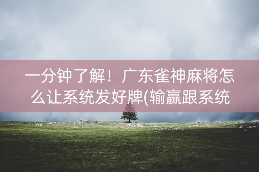 一分钟了解！广东雀神麻将怎么让系统发好牌(输赢跟系统有关系吗)