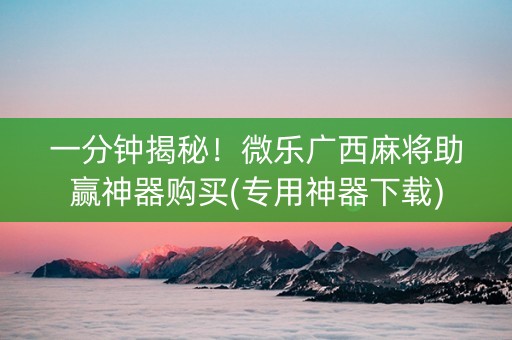 一分钟揭秘！微乐广西麻将助赢神器购买(专用神器下载)
