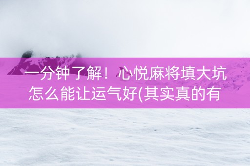 一分钟了解！心悦麻将填大坑怎么能让运气好(其实真的有挂)