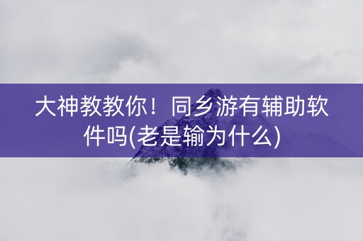 大神教教你！同乡游有辅助软件吗(老是输为什么)
