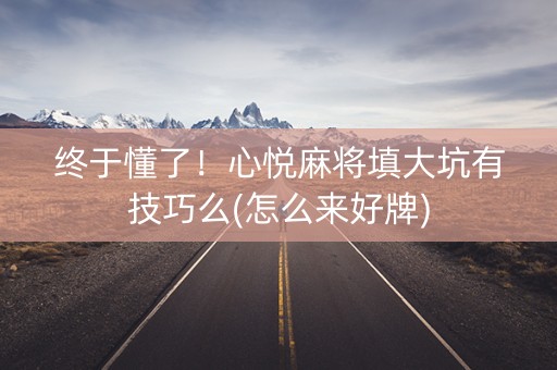 终于懂了！心悦麻将填大坑有技巧么(怎么来好牌)