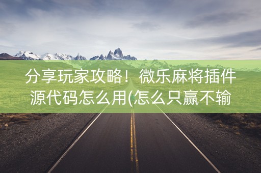 分享玩家攻略！微乐麻将插件源代码怎么用(怎么只赢不输)