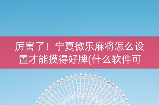 厉害了！宁夏微乐麻将怎么设置才能摸得好牌(什么软件可以赢)