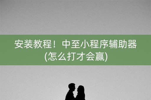 安装教程！中至小程序辅助器(怎么打才会赢)