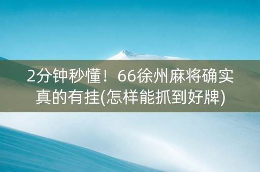 2分钟秒懂！66徐州麻将确实真的有挂(怎样能抓到好牌)