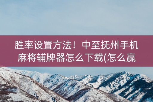 胜率设置方法！中至抚州手机麻将辅牌器怎么下载(怎么赢得多)