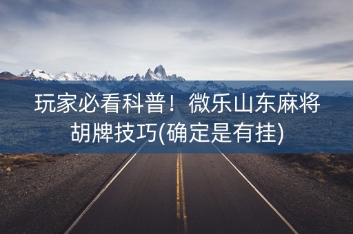 玩家必看科普！微乐山东麻将胡牌技巧(确定是有挂)