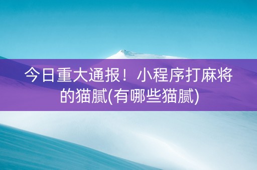 今日重大通报！小程序打麻将的猫腻(有哪些猫腻)