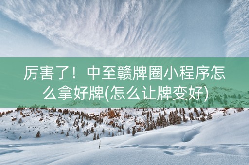 厉害了！中至赣牌圈小程序怎么拿好牌(怎么让牌变好)