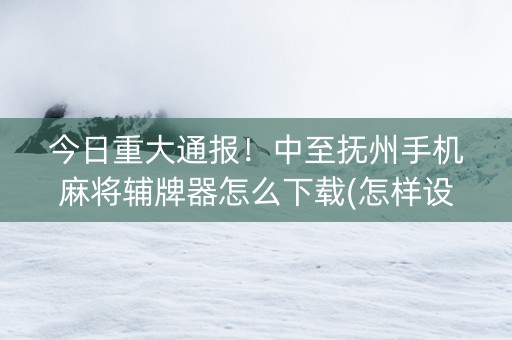 今日重大通报！中至抚州手机麻将辅牌器怎么下载(怎样设置拿好牌)