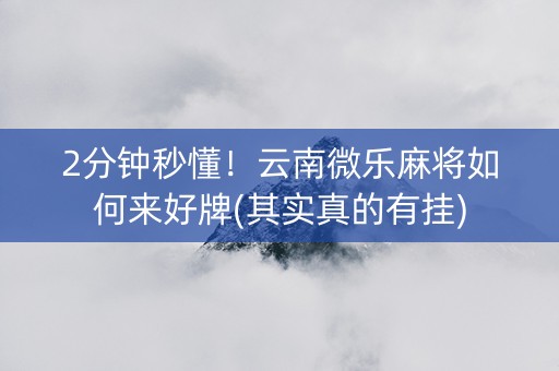 2分钟秒懂！云南微乐麻将如何来好牌(其实真的有挂)