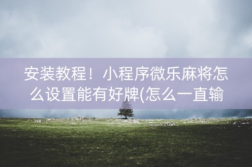安装教程！小程序微乐麻将怎么设置能有好牌(怎么一直输)