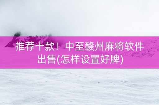 推荐十款！中至赣州麻将软件出售(怎样设置好牌)