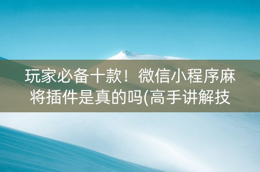 玩家必备十款！微信小程序麻将插件是真的吗(高手讲解技术)