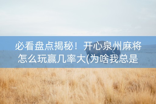 必看盘点揭秘！开心泉州麻将怎么玩赢几率大(为啥我总是输)